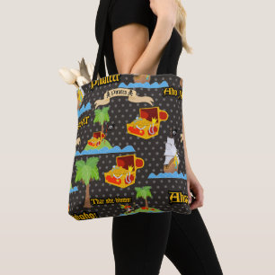 Treasure Island Palm Tree Pirate Flag Raiding Tote Bag