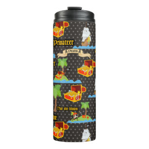 Treasure Island Palm Tropical Pirate Flag Raiding Thermal Tumbler
