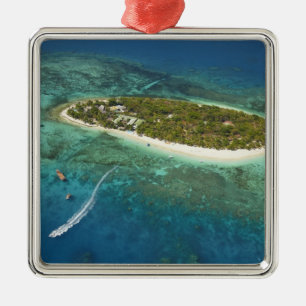 Treasure Island Resort and boat, Fiji Metal Tree Decoration