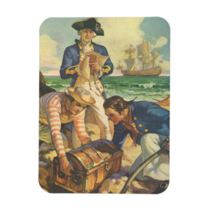 Treasure Island, Vintage Fairy Tale Pirates Magnet