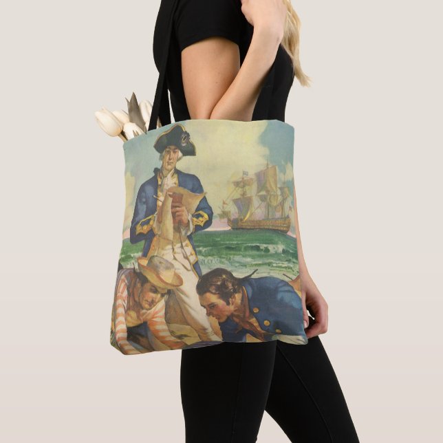 Treasure Island, Vintage Fairy Tale Pirates Tote Bag (Close Up)