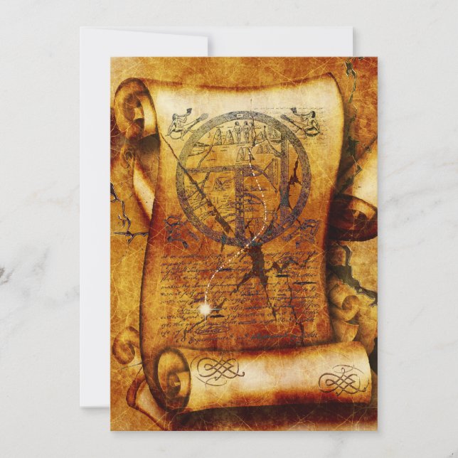 Treasure map ancient scroll birthday invitation (Front)