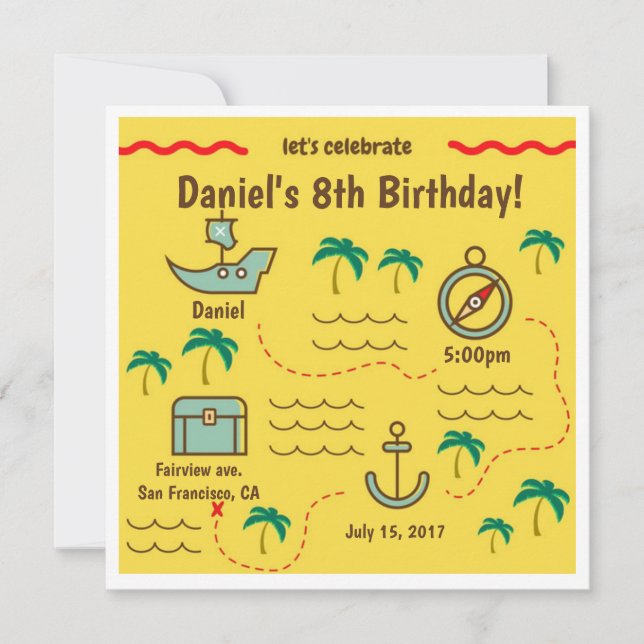 Treasure Map Birthday Invitations (Front)