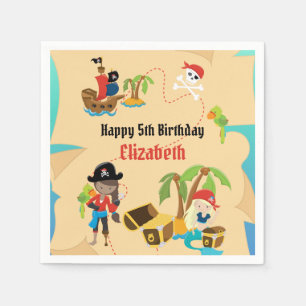 Treasure Map Cute Girl Pirate Birthday Party Napkin