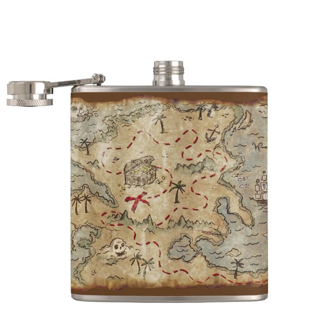 Treasure Map Hip Flask (Opened)