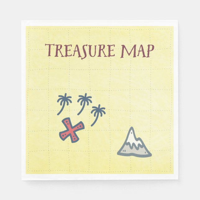 Treasure Map Pirate Party Napkin (Front)