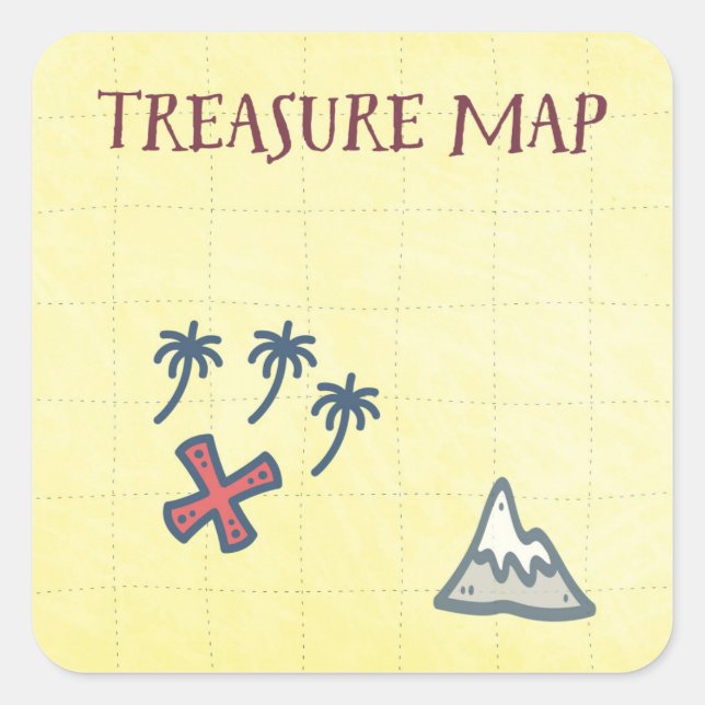Treasure Map Pirate Party Square Sticker (Front)