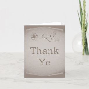 Treasure Map Thank You Card, Beige Card