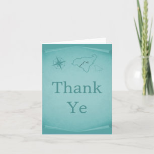 Treasure Map Thank You Card, Teal Card