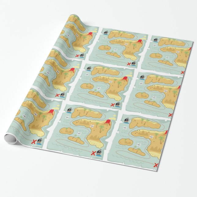 Treasure Map Wrapping Paper (Unrolled)
