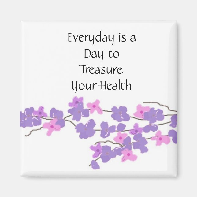 Treasure My Health Purple Blossoms Magnet (Front)