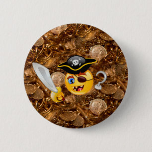 treasure pirate emoji 6 cm round badge