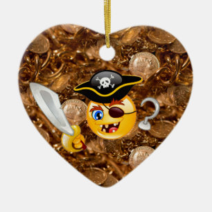 treasure pirate emoji ceramic tree decoration