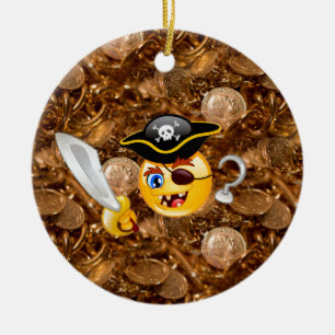 treasure pirate emoji ceramic tree decoration