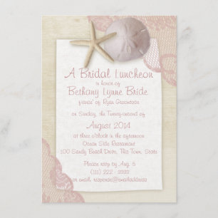 Treasured Beach and Lace Bridal Shower Invitation