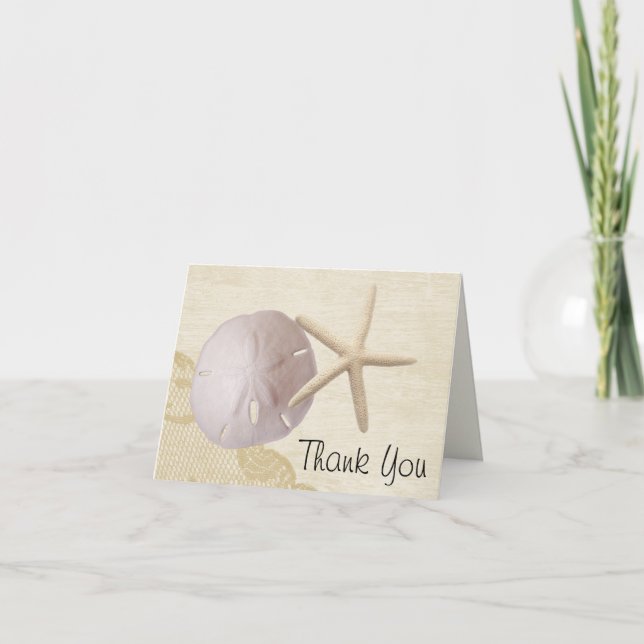 Treasured Beach and Lace Thank You Card (Front)