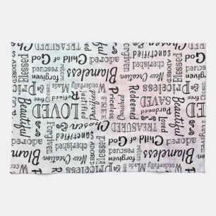 Treasured Christian Words of Affirmation Tea Towel