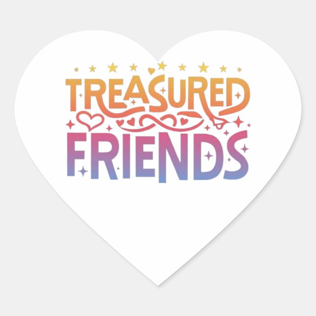 Treasured friends heart sticker (Front)