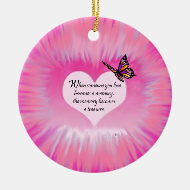 Treasured Memories Butterfly Poem Ceramic Ornament (Front)