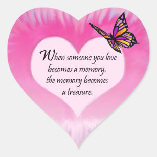 Treasured Memories Butterfly Poem Heart Sticker