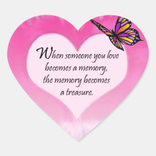 Treasured Memories Butterfly Poem Heart Sticker