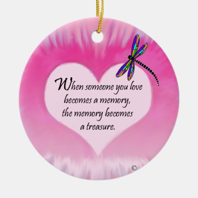 Treasured Memories Dragonfly Ceramic Ornament (Front)