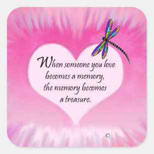 Treasured Memories Dragonfly Square Sticker