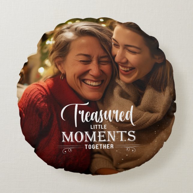 Treasured Moments White Script Round Cushion (Front)