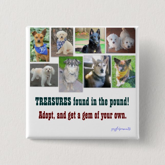 TREASURES found in the pound 15 Cm Square Badge (Front)