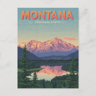 Treasures of Montana: Vintage Mountain Lake View Postcard