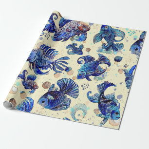 Treasures of the Sea: Fish and Bubbles Wrapping Paper