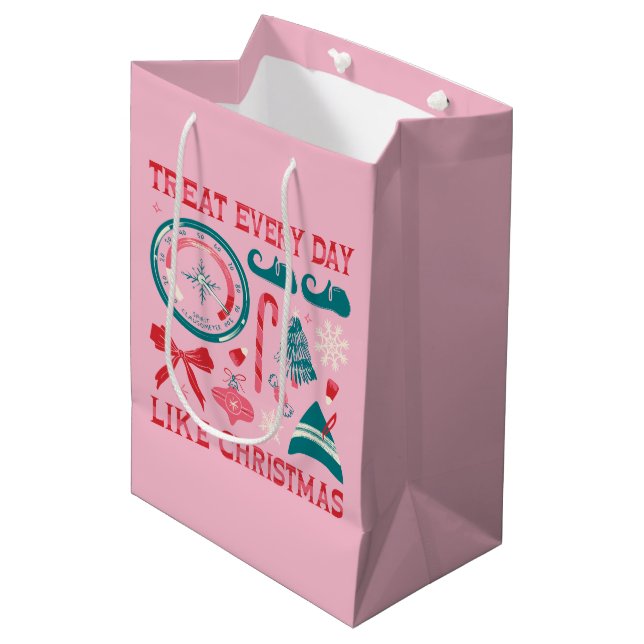 Treat Every Day Like Christmas Medium Gift Bag (Front Angled)