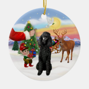 Treat for a black Standard Poodle Ceramic Ornament