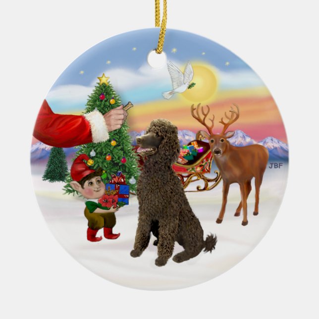 Treat for a Chocolate Standard Poodle Ceramic Ornament (Front)