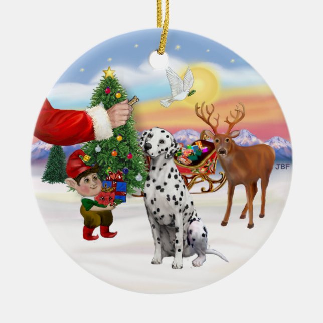 Treat for a Dalmatian Ceramic Tree Decoration (Front)