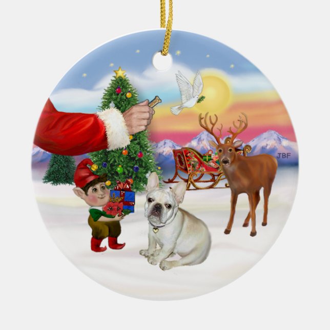 Treat for a French Bulldog Ceramic Ornament (Front)