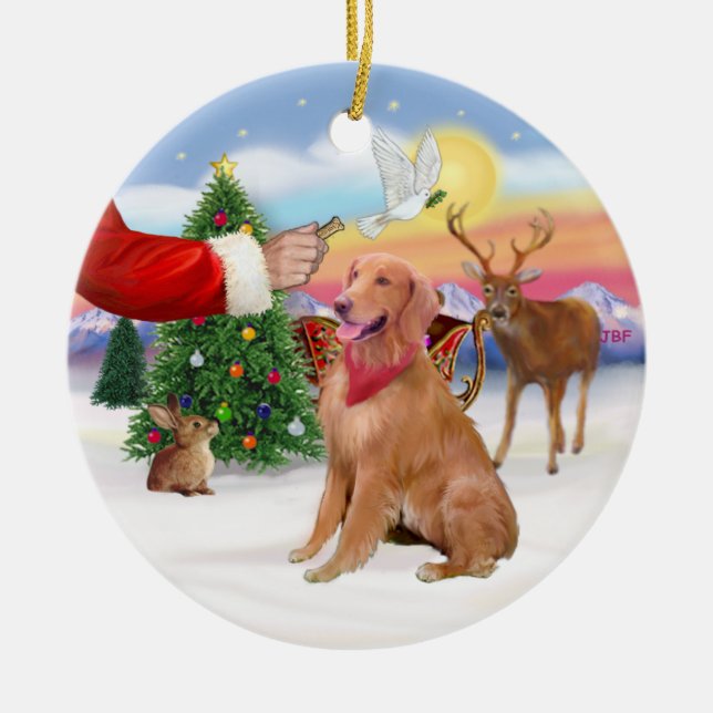 Treat for a Golden Retriever Ceramic Ornament (Front)