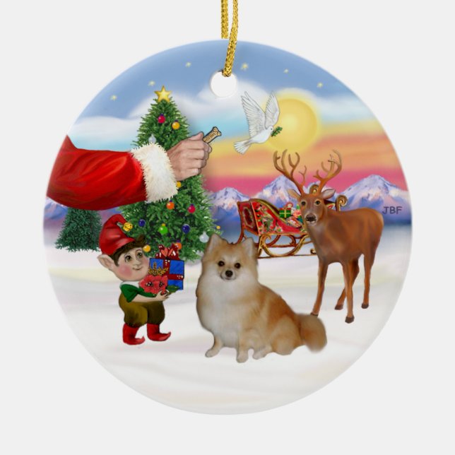 Treat for a Pomeranian Ceramic Tree Decoration (Front)