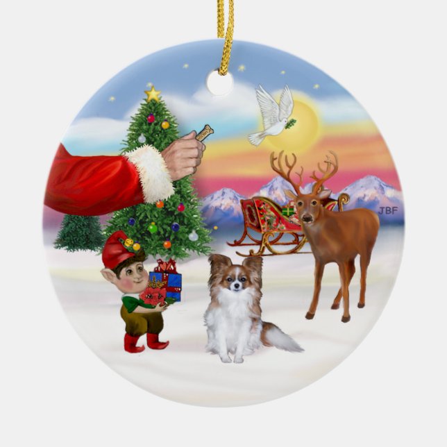 Treat for a Sable Papillon Ceramic Tree Decoration (Front)