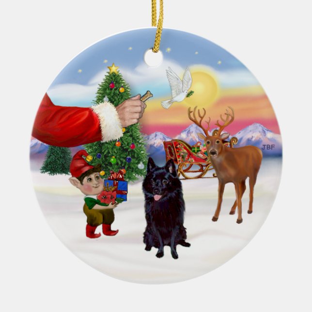 Treat for a Schipperke Ceramic Ornament (Front)