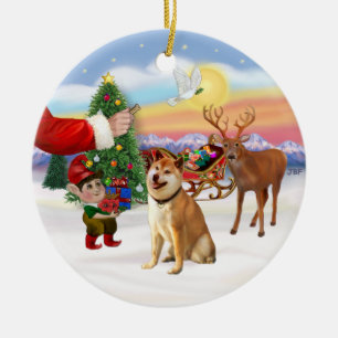 Treat for a Shiba Inu Ceramic Ornament