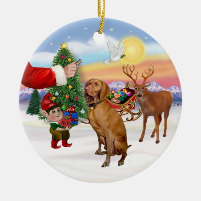 Treat for a Vizsla Ceramic Ornament (Front)