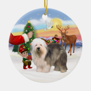 Treat for an Old English Sheepdog Ceramic Tree Decoration