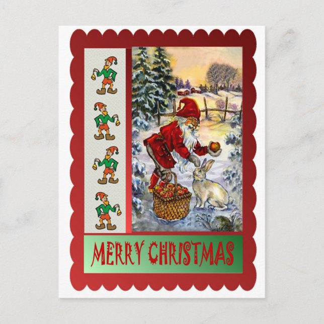 Treat for the rabbit holiday postcard (Front)