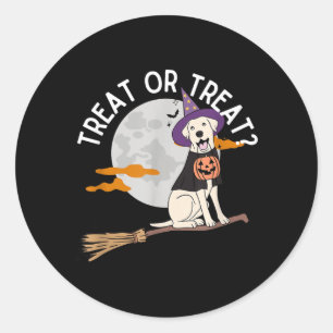 Treat Or Treat Funny Dog Halloween Classic Round Sticker