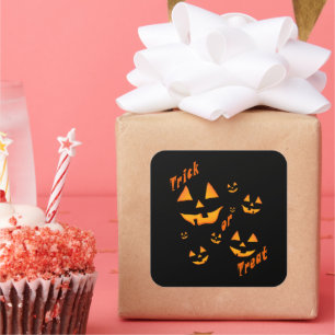 Treat or Trick and Jack-O-Lantern eyes and smiling Square Sticker