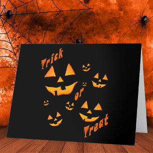 Treat or Trick and Jack-O-Lantern eyes and smiling Thank You Card