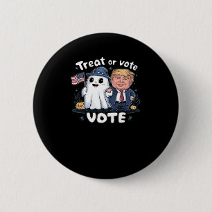 Treat Or Vote, Spooky Trumpkin, Halloween Graphic, 6 Cm Round Badge