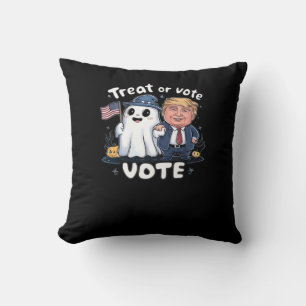 Treat Or Vote, Spooky Trumpkin, Halloween Graphic, Cushion