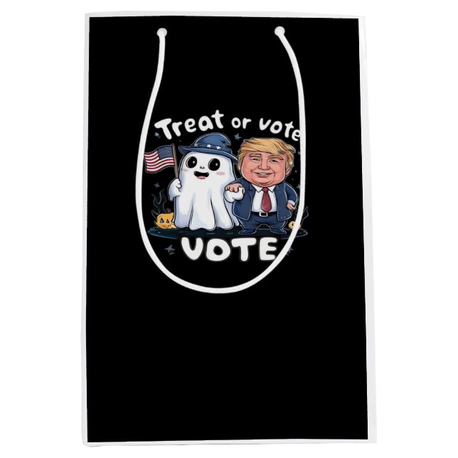 Treat Or Vote, Spooky Trumpkin, Halloween Graphic, Medium Gift Bag (Front)